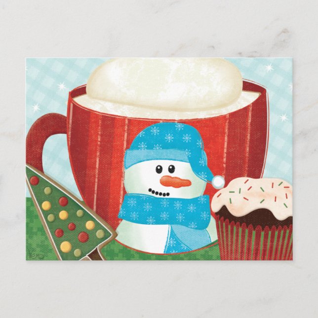 Green Holiday Cup with Hot Cocoa Postcard (Front)