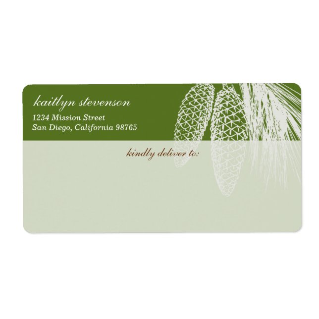 Green holiday pine cones needles elegant shipping (Front)