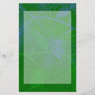 Green Holiday Pine Pattern Plain Stationery