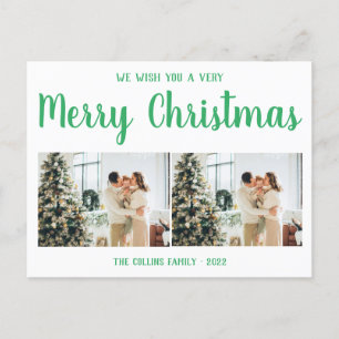 Green Holiday Post Card   Modern Merry Christmas