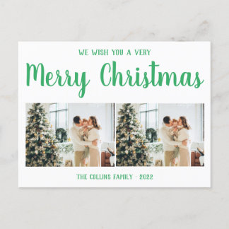 Green Holiday Post Card | Modern Merry Christmas