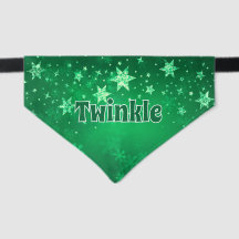 Green Holiday Stars Dog Name Pet Bandana Collar