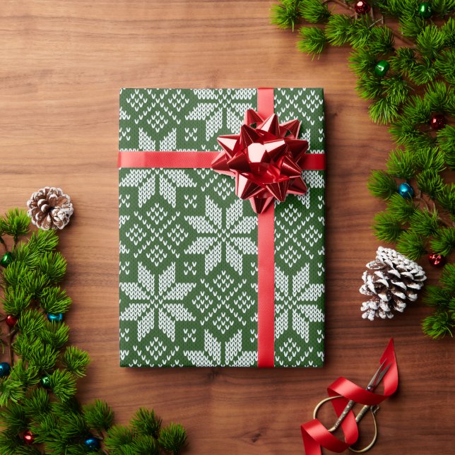 Green Holiday Sweater Wrapping Paper (Holiday Gift)