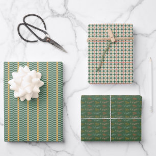 Green Holiday Themed Wrapping Paper Sheet