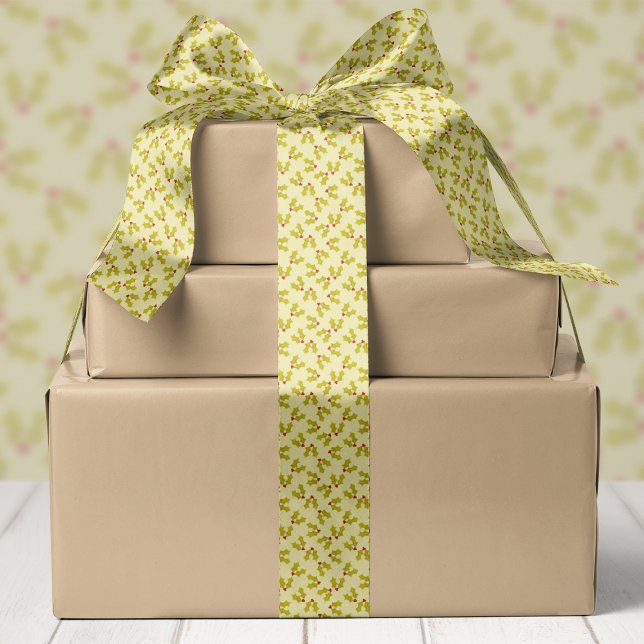 Green Holly And Berries Christmas Satin Ribbon (Creator Uploaded)