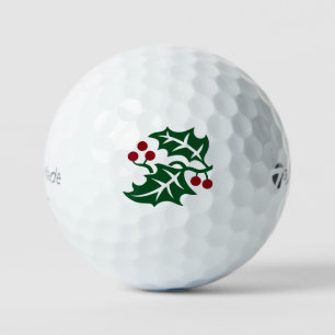 Green Holly and Red Berries Christmas Holiday Golf Balls