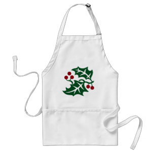 Green Holly and Red Berries Christmas Holiday Standard Apron