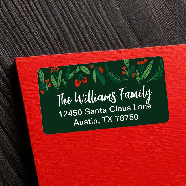 Green Holly Berry Festive Christmas Return Address Label (Creator Uploaded)
