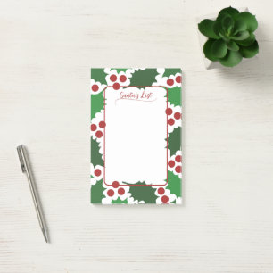 Green Holly & Red Berries Holiday 4 x 6 Post-it Notes