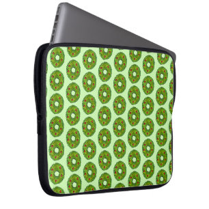 Green Holly Wreath Christmas Cookie Holiday Print Laptop Sleeve