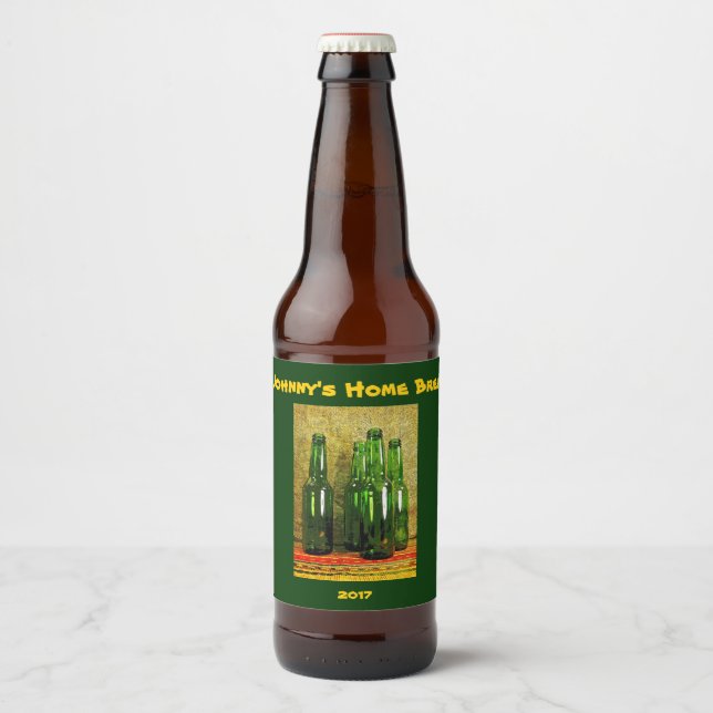 Green Home Brew Bottles Beer Label (Front)