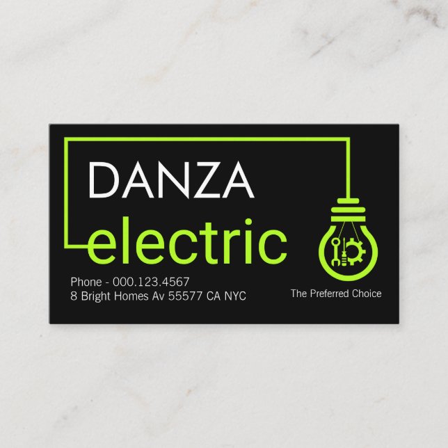 Green Home Electrical Bulb Circuit Business Card (Front)