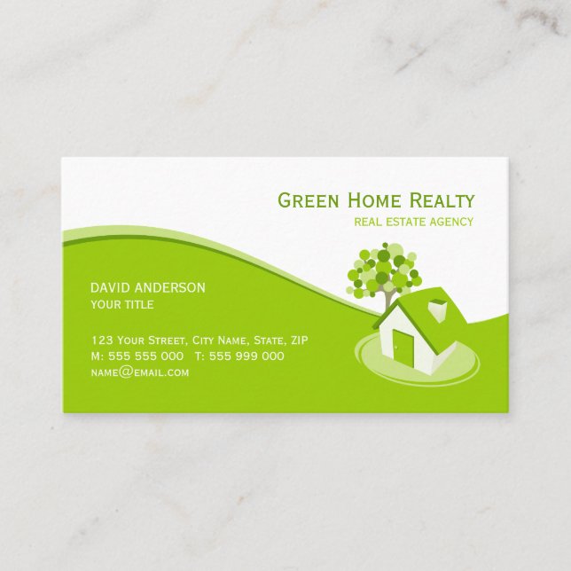 Green Home Real Estate Eco Insurance business card (Front)