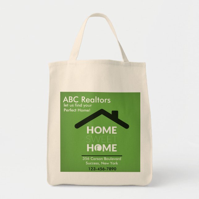 Green Home Sweet Home Grocery Tote Bag (Front)