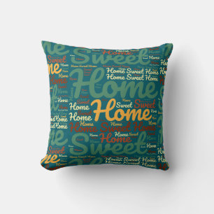 Green Home Sweet Home Word Art Cushion