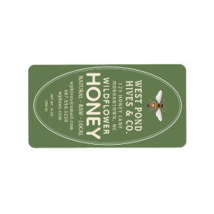 Green Honey Label for Honey Jar Bee 
