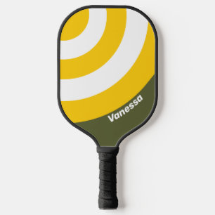 Green Honey Nostalgic Circle Stripe with Name Pickleball Paddle