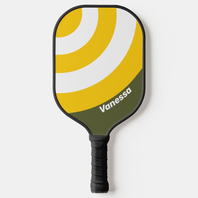 Green Honey Nostalgic Circle Stripe with Name Pickleball Paddle (Front)