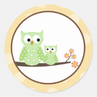 Green Hoot Owls Envelope Seals