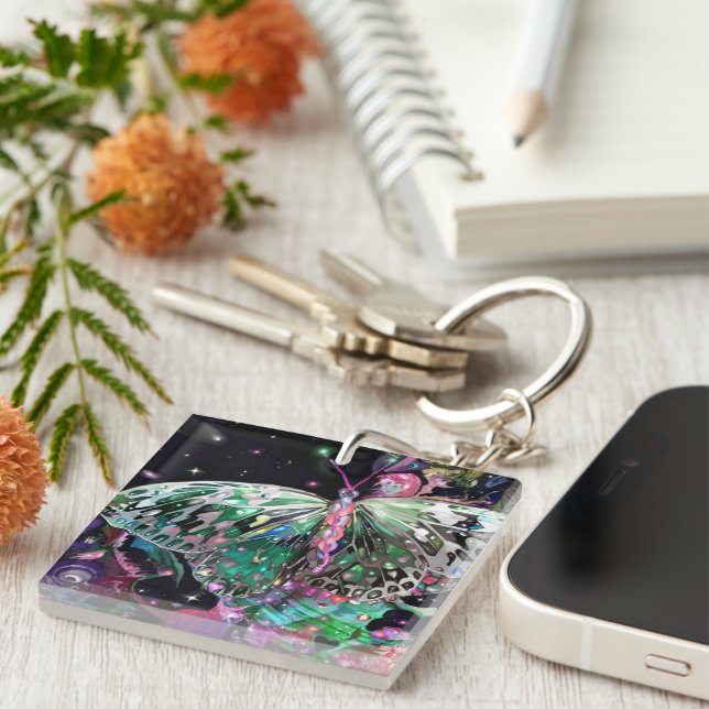 Green Hope Butterfly Rising Key Ring (Front Right)