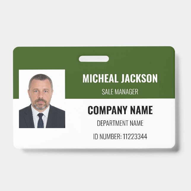 Green Horizontal Corporate ID Badge  (Front)