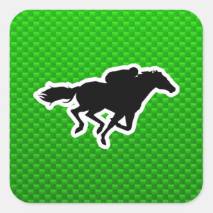 Green Horse Racing Square Sticker
