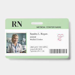 Green Hospital Medical Employee Photo ID Badge