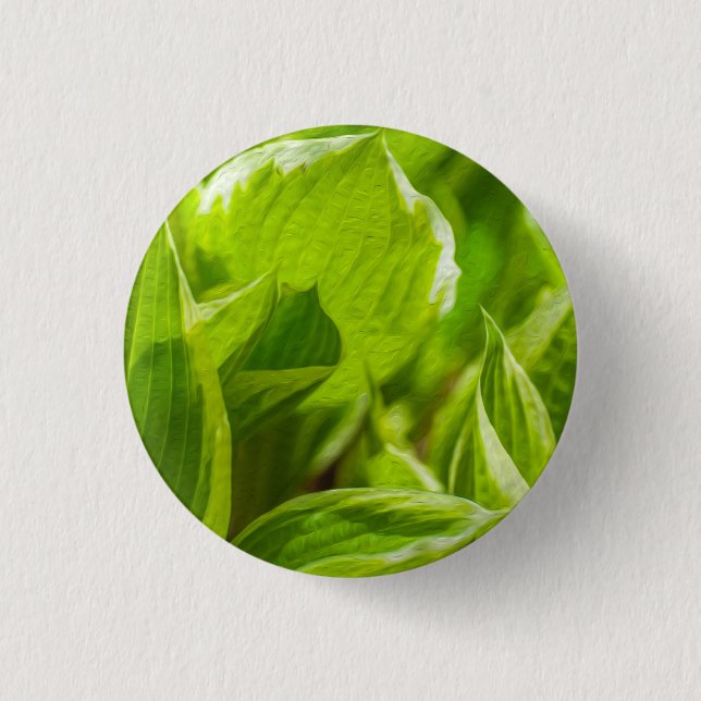 Green Hosta Leaves 3 Cm Round Badge (Front)