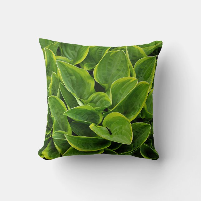 Green hosta leaves cushion (Front)