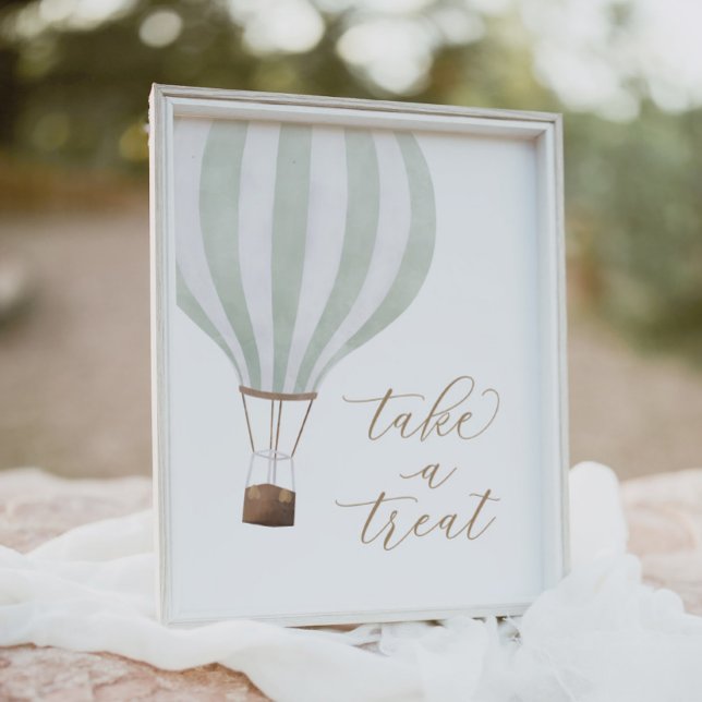 Green Hot Air Balloon Baby Shower Take a Treat Poster (Creator Uploaded)