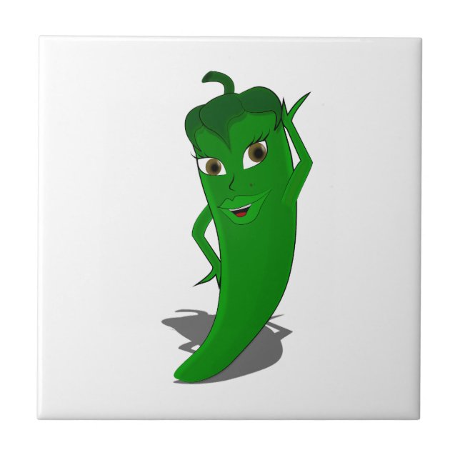 Green Hot Pepper Diva Tile (Front)