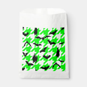 green houndstooth halloween black bats favour bags