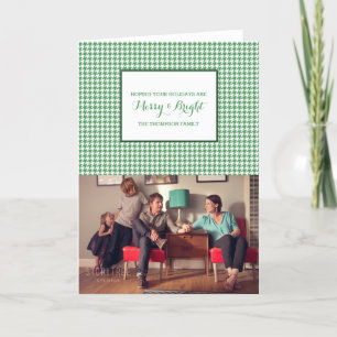 Green Houndstooth Holiday Photo Card