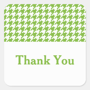 Green Houndstooth Thank You Stickers