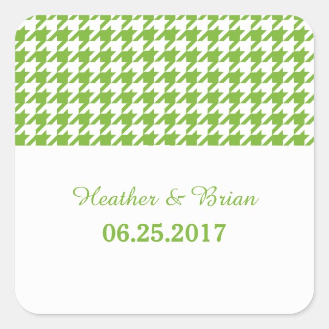 Green Houndstooth Wedding Stickers (Front)