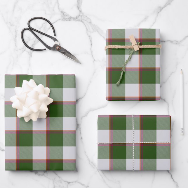 Green House and Mischka Gray Plaid Wrapping Paper Sheet (Front)