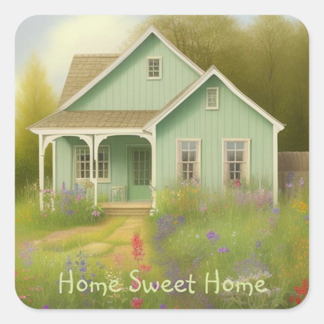 Green House Housewarming Square Sticker (Front)