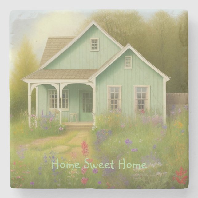 Green House Housewarming Stone Coaster (Front)