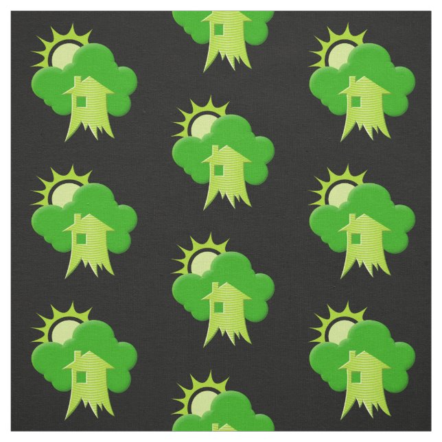 Green House Pattern Fabric (Swatch)