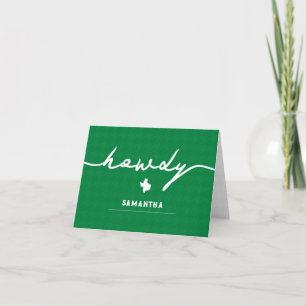 Green Howdy Houndstooth Texas Note Card