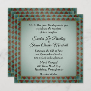 Green Hue Tribal Inspired Design Wedding  Invitation