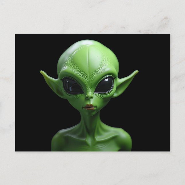 Green humanoid postcard (Front)