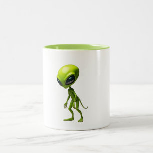Green humanoid Two-Tone coffee mug