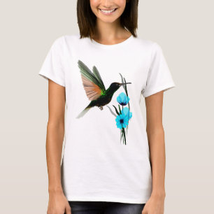 Green Hummingbird-Blue Flowers Shirts