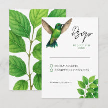 Green Hummingbird Leafy Botanical Border Wedding