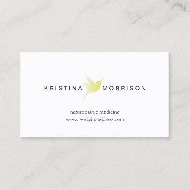 Green Hummingbird Logo Naturopaths, Healthcare Business Card (Front)