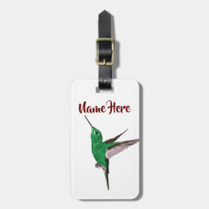 Green Hummingbird Luggage Tag