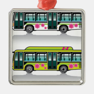 Green Hybrid Bus vector Metal Tree Decoration