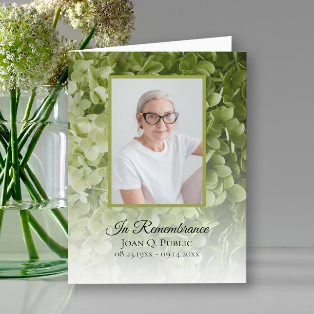 Green Hydrangea Floral Funeral Memorial Sympathy Thank You Card (Creator Uploaded)