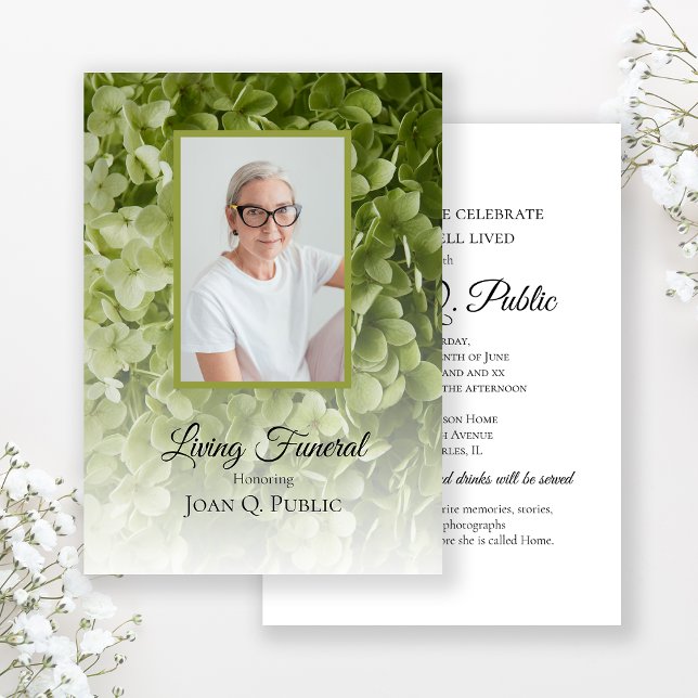 Green Hydrangea Floral Living Funeral Party Invitation (Creator Uploaded)